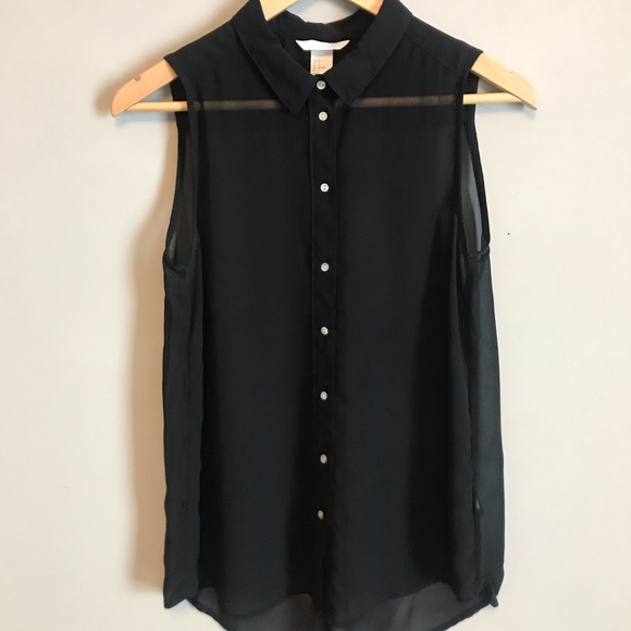 H&M Tops - Sheer Black Sleeveless Blouse